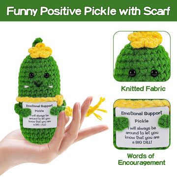 Hoedia Emotional Support Pickle Gifts For Women: Cucumber With Flower Scarf Card Crochet Dolls Friend Birthday Gifts For Her Cow