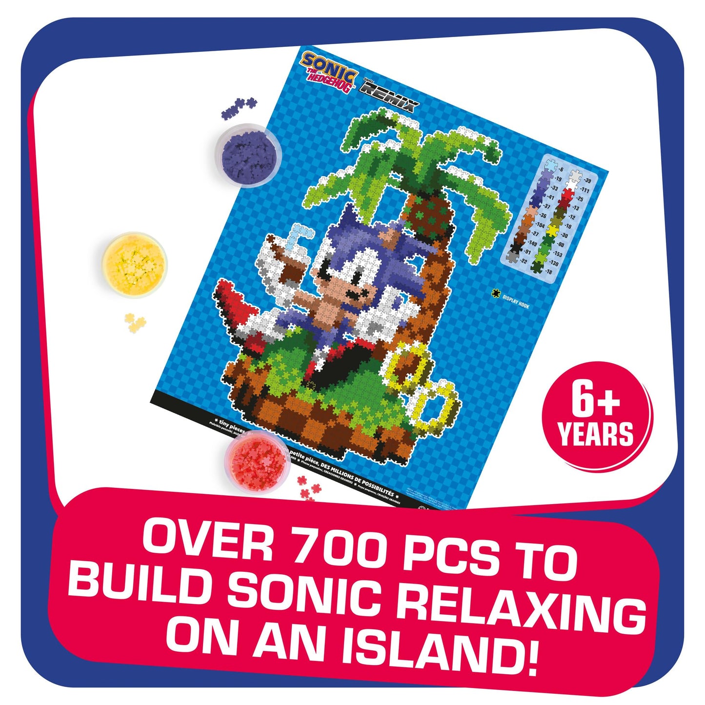 TOMY Jixelz Remix Sonic Craft Kit - 700+ Pieces - Pixel Art Decor - 12x16 inches - Multicoloured - No Heat or Water Required - Model T73687