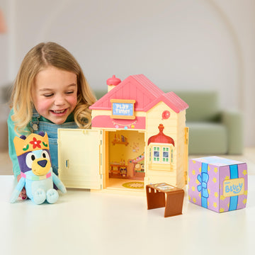 Bluey Play Date Plush Surprise, Decorate House With Stickers, Attach The Play Time Sign, Then Open The Door For A Surprise Plush