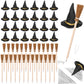 Fuyoooo 48 Pcs Witch Party Favors Set with 24 3D Small Witch Hat Eraser 24 Broom Broomstick Pencils for Wizard Party Favors Gift