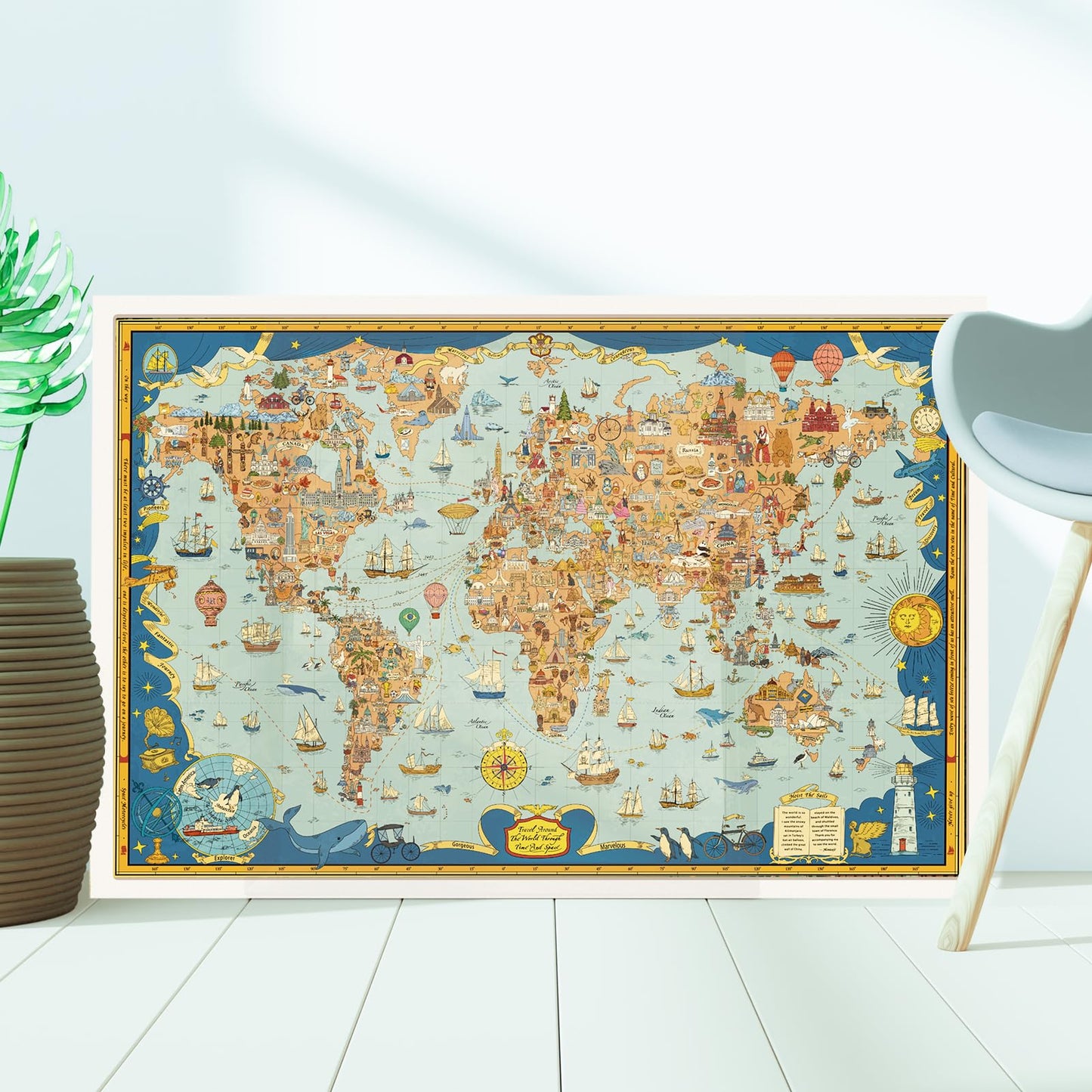 Puzzles For Adults 1000 Pieces, Momibook Jigsaw Puzzles Of World Map, Painting Image 75X50Cm(29.5''X19.7'') Toys & Game Puzzle,