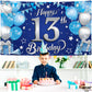 Katchon, Xtralarge Blue Happy 13Th Birthday Banner - 72X44 Inch | 13Th Birthday Decorations For Boys And Girls | Blue And Silver 13 Birthday Backdrop | Happy 13Th Birthday Decorations For Teenagers