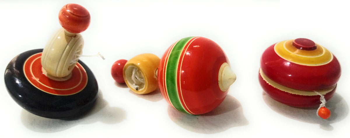 Crafts India Handcrafted channapatna Wooden Spinner Tops/Toys Combo 3 pcs