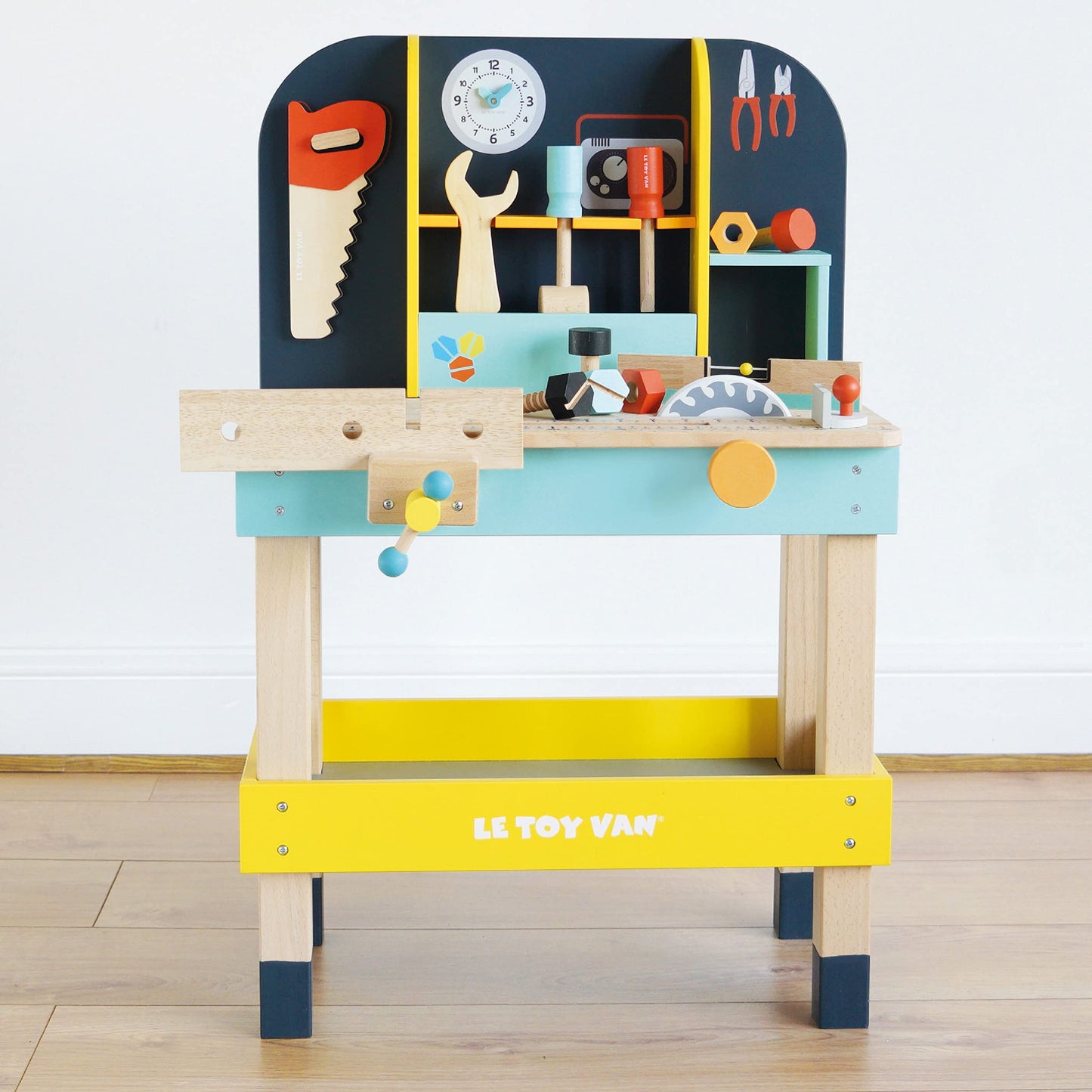 Le Toy Van Wooden Toy Work Bench Set - Large Multicoloured Educational Construction Set for 3 Year Olds+ - Model TV475