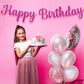 Katchon Glitter Hot Pink Happy Birthday Banner - 10 Feet | Cursive Letters, Birthday Decorations | Backdrop For Pink Party Decorations