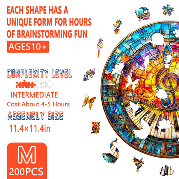 Wooden Puzzles for mature-themeds  Wooden Jigsaw Puzzle for mature-themeds 200 Pieces  Stained Glass Piano Wood Puzzles mature-themed  Unique Shape  Gifts for Women and Men  Wall Art Canvas Puzzle(M -11.4 * 11.4in)