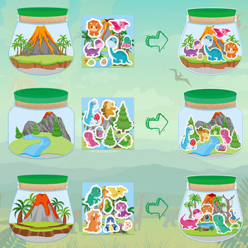 Cy2Side 12 Set Dinosaur Terrarium Stickers Scene For Kids, Make A Dinosaur Scene With Terrarium Diy Art Craft For Kids Early Learning Educational Class Party Favors For Classroom Reward