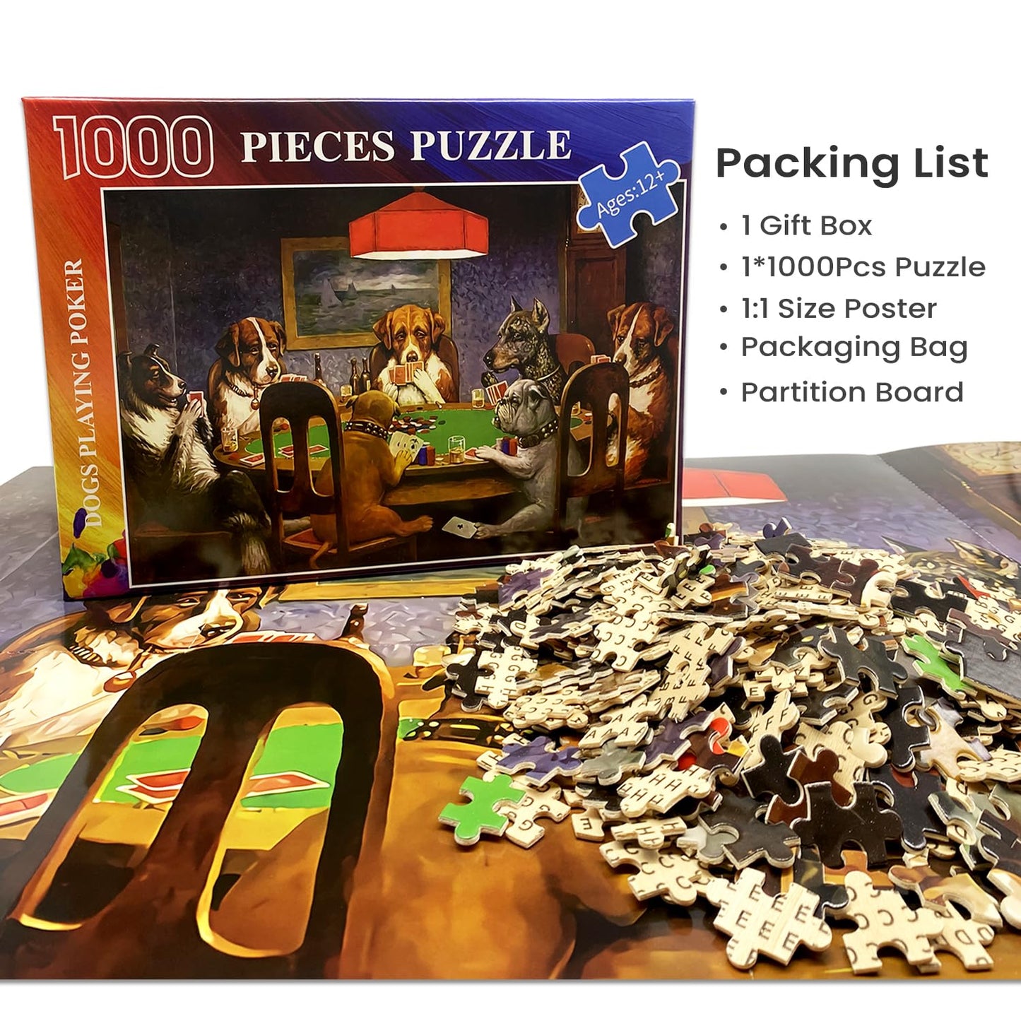 1000 Pieces Jigsaw Puzzles for mature-themeds Wooden Jigsaw Puzzle 1000 Piece mature-themed Puzzle Children  Dogs Puzzles DIY Home Decor Wall Art Game Toy Gift for Family Dad Mom Wife Friends  29x20In