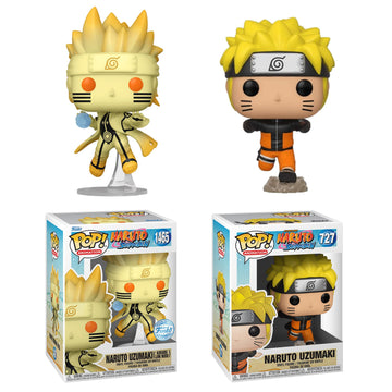 Funko Pop! Animation: Naruto Shippuden - Naruto Uzumaki In Kurama Link Mode Special Edition Multicolor Exclusive #1469 & Naruto Running #727 Vinyl Figures Bundle