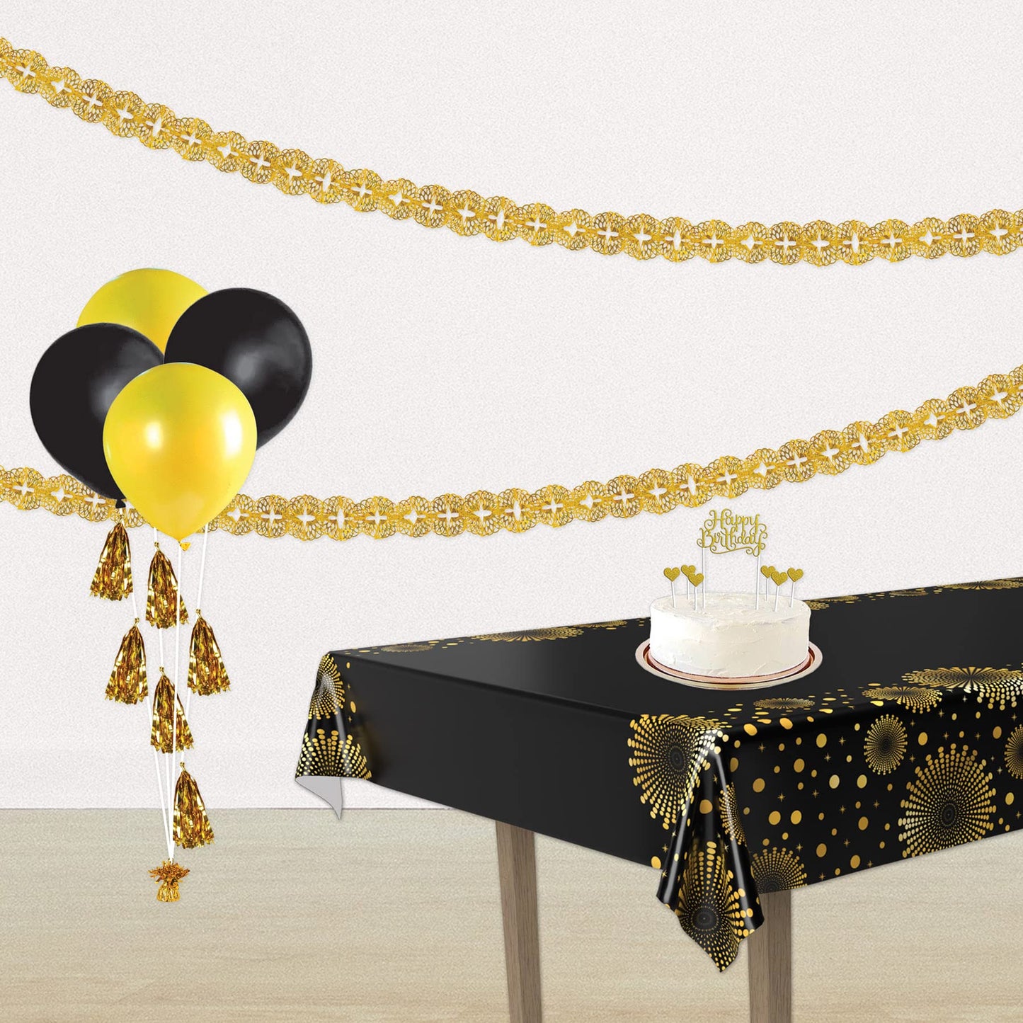 Beistle Metallic Garland, Awards Night Theme D  cor Bridal Shower Party, Anniversary Celebration Supplies, 5 x 12, Gold