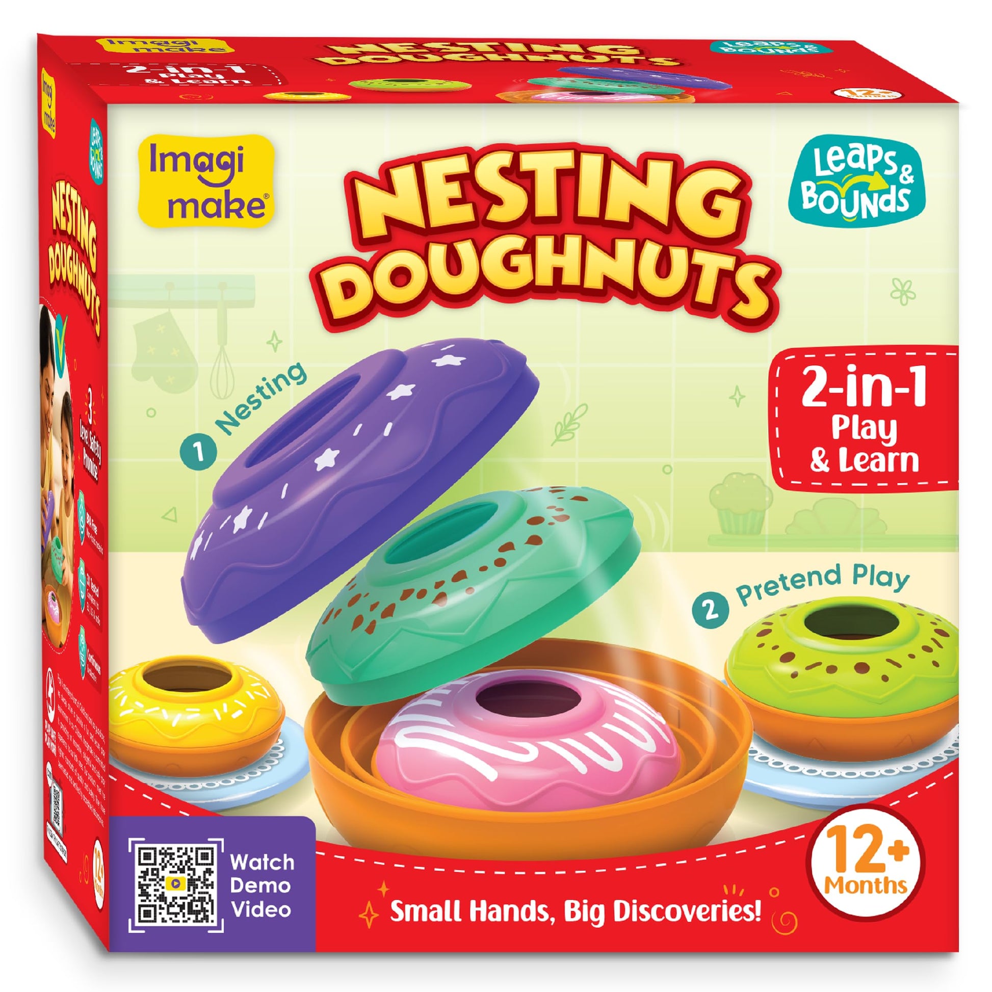 Imagimake Nesting Doughnuts | Leaps & Bounds Baby Toys For 12+ Months | Educational Toy For Toddlers, Infants| 2-In-1 Play & Lea