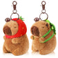 Ditucu Capybara Plush Keychain Toys - 4.7" Brown Polyester Strawberry Turtle Pendant for Kids' Backpack Decoration