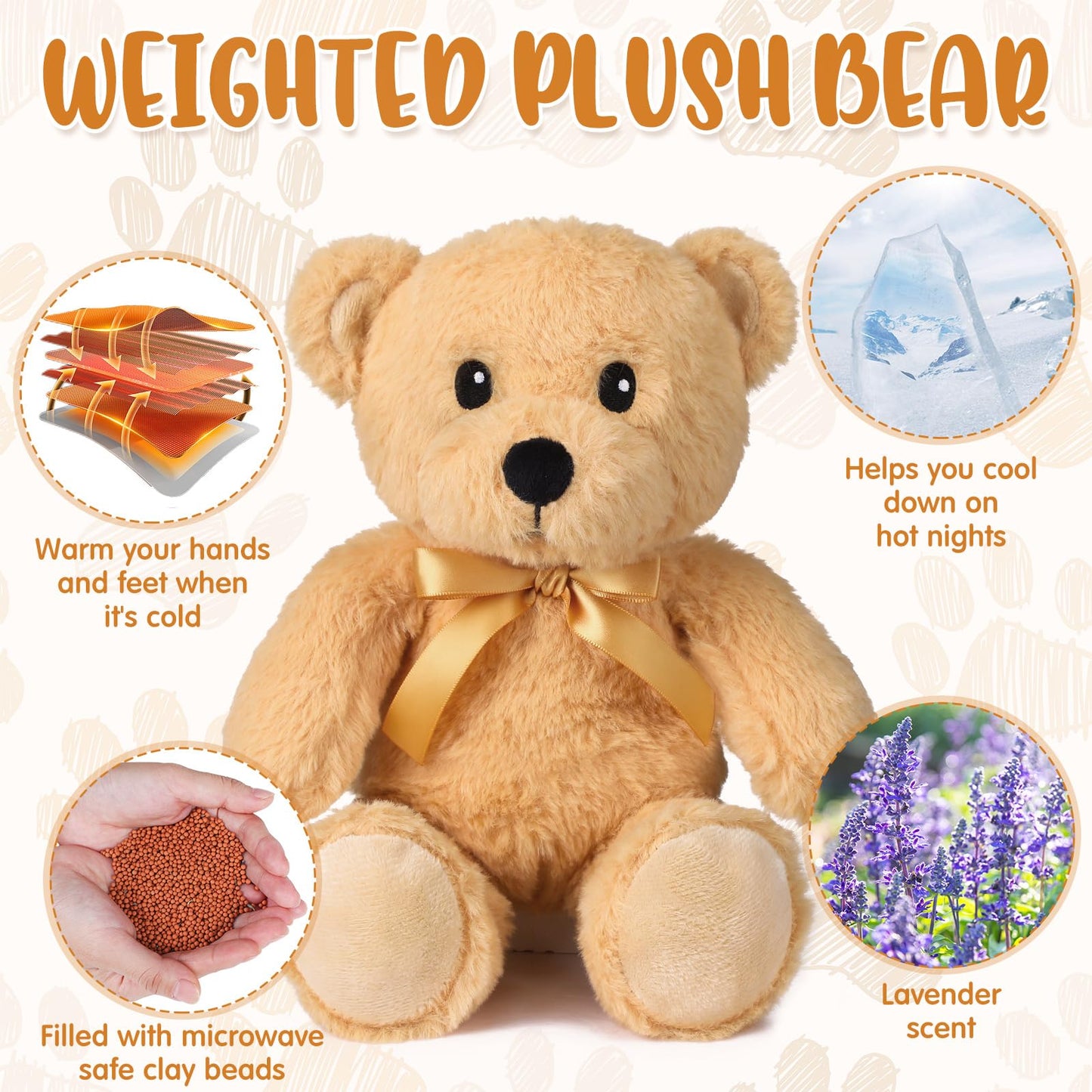 Hungdao Bear Stuffed Animal 9 Inch Microwavable Heatable Plush Toy Lavender Scented Warmies For Adults Kids Soothing Baby Shower