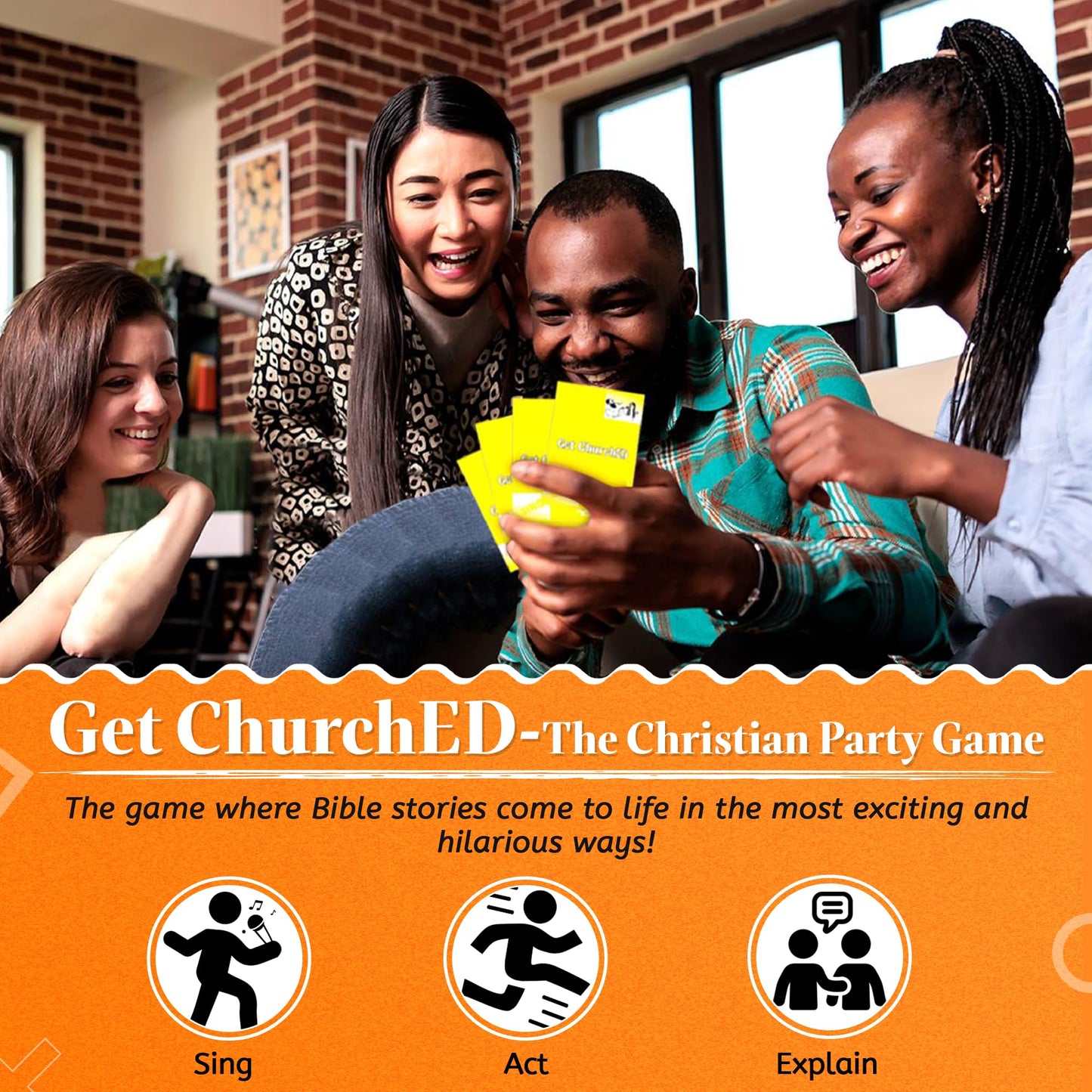 Kulture Games Get ChurchED - Christian Party Game for Family & Youth - Bible Trivia & Charades - Red Cardboard