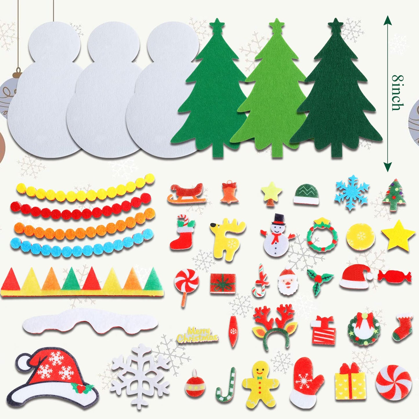 Tatuo Christmas Felt Craft Kits for Kids - DIY Snowman & Christmas Tree Set - Wall-Mounted Crafts - Fun Home Activities