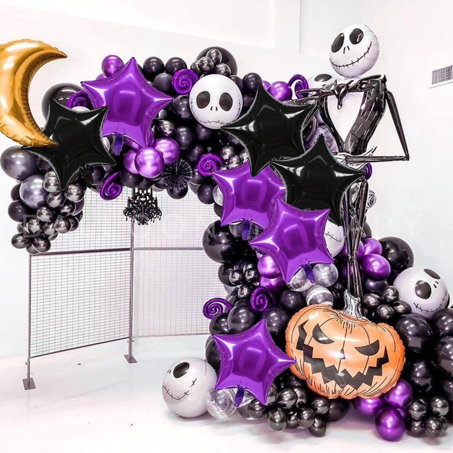TONIFUL 30Pcs 18 Inch Large Purple Black Star Shape Foil Balloons Big Stars Helium Mylar Ballons for Halloween Birthday Wedding