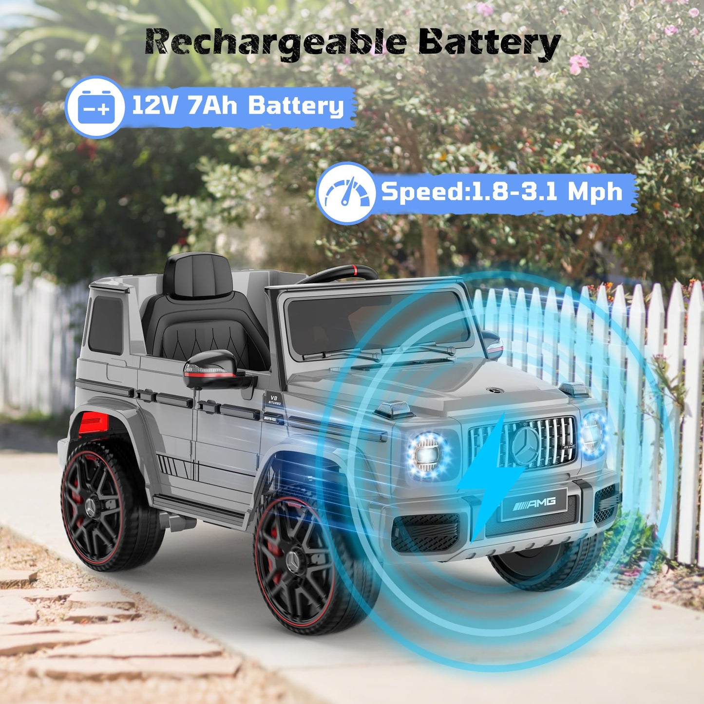 ANPABO 12V Ride on Car for Kids  Ride on Toys for Toddlers w/Parent Remote Control  LED Headlights  Music Player & Horn  Soft Start  Low Battery Prompt  Kids Electric Vehicle  Grey