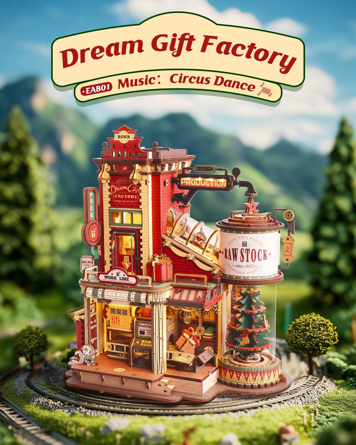 ROKR 3D Wooden Puzzle for mature-themed - Gift Factory Mechanical Model Kit with Music & Lights  449pcs mature-themed Wooden Puzzles  DIY Building Toy for Teens & mature-themeds