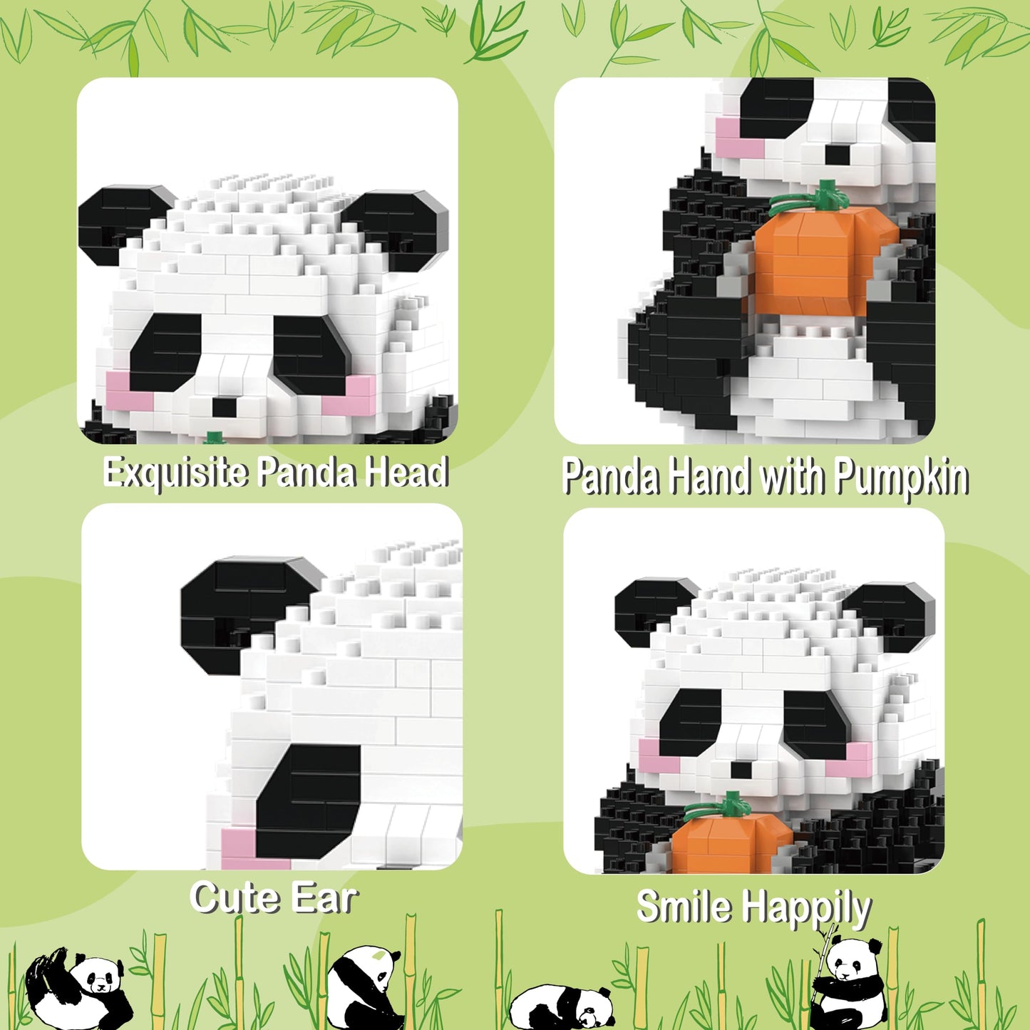 Mjddja Mini Building Blocks- Halloween Pumpkin Panda, Halloween Building Block Sets For Kids 6 7 8 9+, Mini Blocks Building Sets