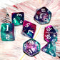 Galaxy Dice Set| Dark Green Mix Purple Crystal DND Dice Set for Board Game