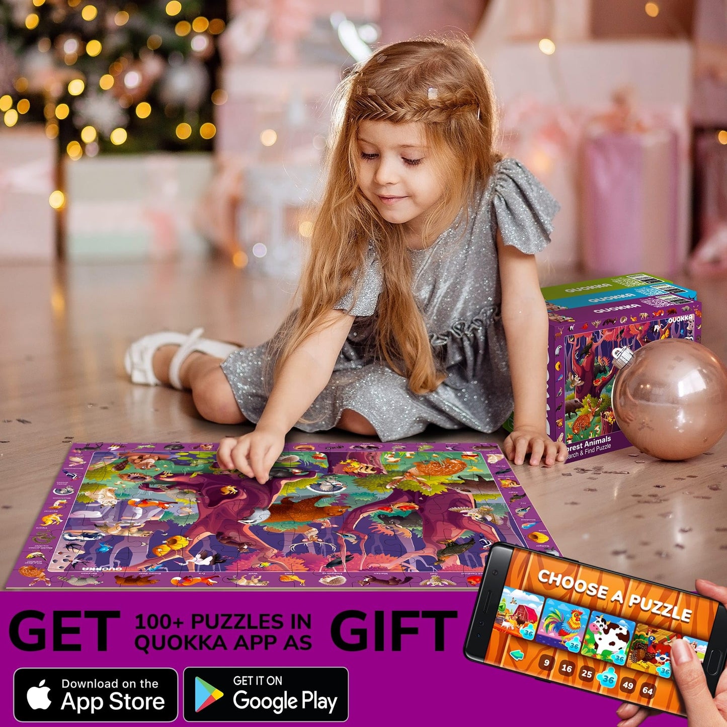 Quokka 100 Pieces Floor Puzzles For Kids Ages 4-6 – 3 Jigsaw Kids Puzzles Ages 6-8 – Search & Find Learning Game For Toddlers 3-5 Ocean Wild Animals & Dinosaurs - Gift Games For Children 8-10