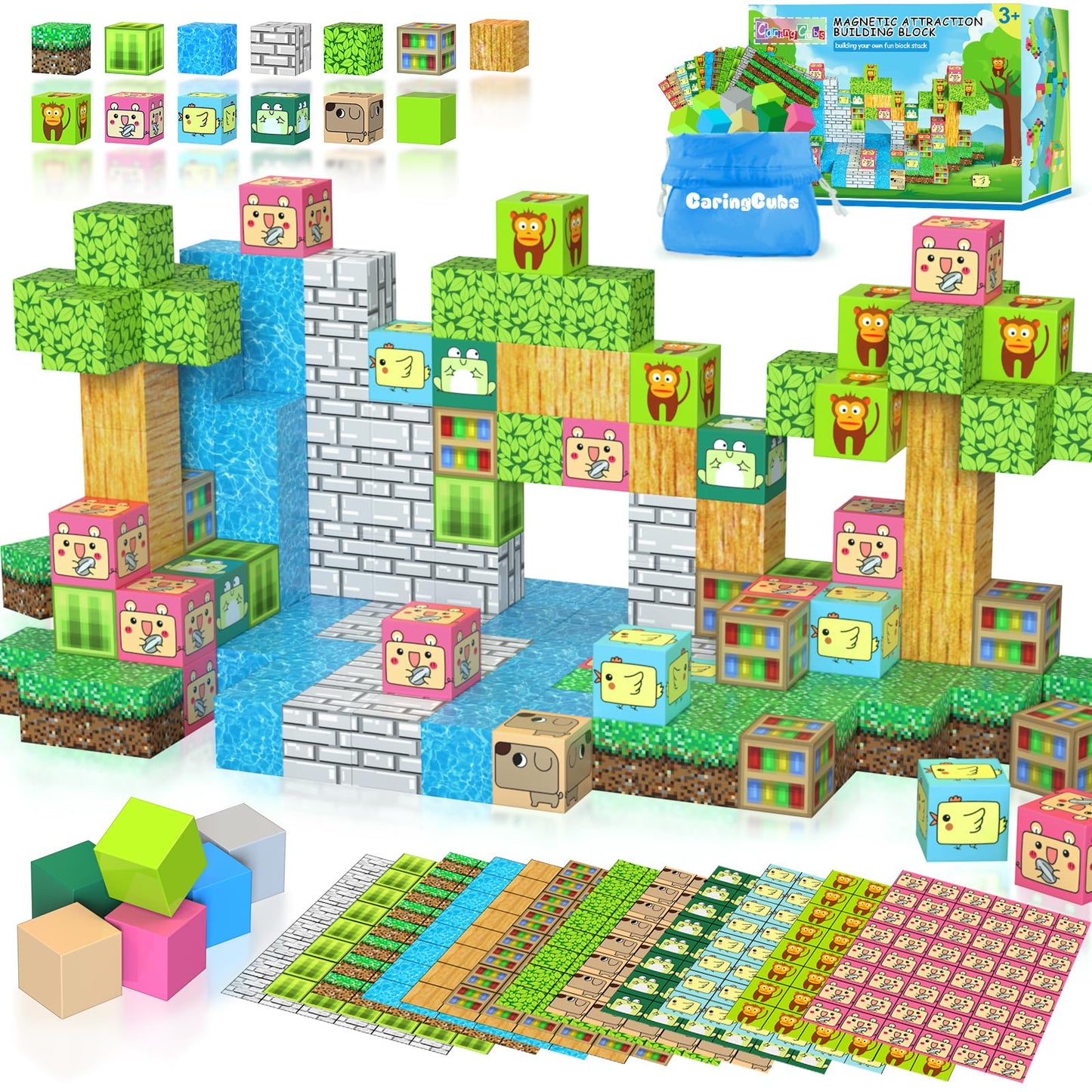 Caringcubs Magnetic Blocks-Build Edition, Magnetic Toys For Boys & Girls, Stem Montessori Sensory Toys For Toddlers Gifts For 3+