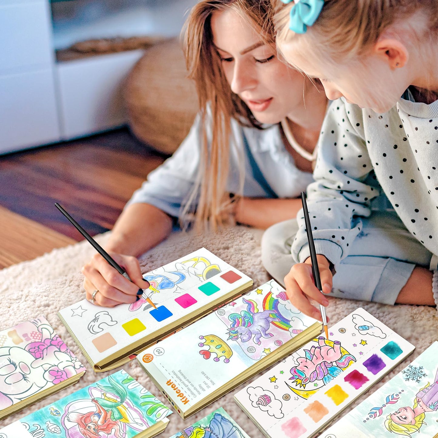 Paint With Water Coloring Books For Kids - 5 Pack, Pocket Mess Free Watercolor Painting Kit, Water Color Paint Set Arts And Craf