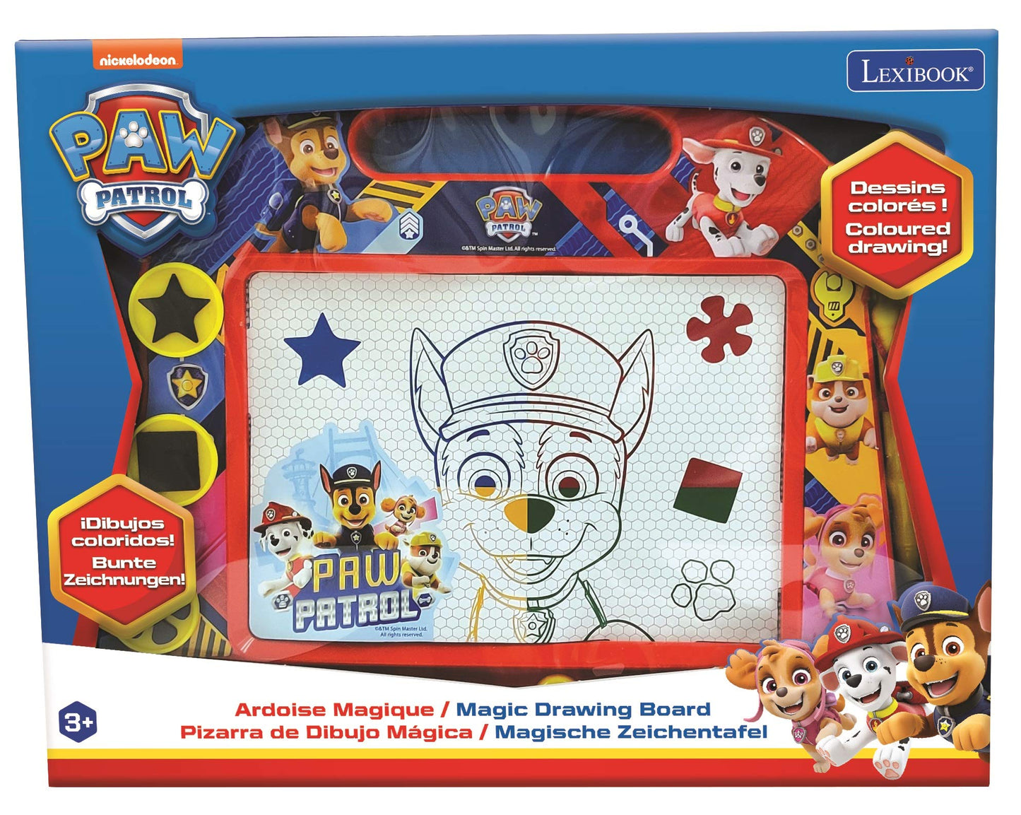 LEXiBOOK Paw Patrol Multicolor Magic Magnetic Drawing Board, Artistic Creative Toy for Girls and Boys, Stylus Pen and Stamps, Re