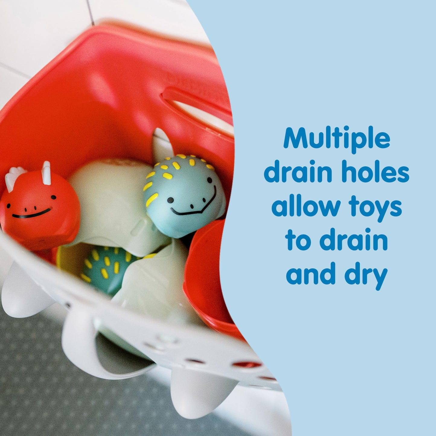 Dr. Brown'S Cleanup Dino-Scoop Baby Bath Toy Organizer & Hanging Storage With Large Capacity For Toddler Bath Toys, Dinosaur Theme, Bpa Free