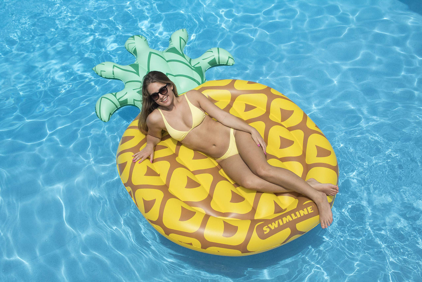 Swimline Pineapple Jumbo Floating Pool Island Yellow/Green 88X50''