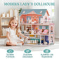 ROBUD Wooden Dollhouse for Kids, 3-6 Years, Blue, Includes Furniture, Model WDH01
