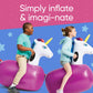 HearthSong Inflatable Unicorn Bouncy Hopper Toys for Kids - 2 Pack, Vinyl, Ages 5+, Model 733649, Perfect for Outdoor Games