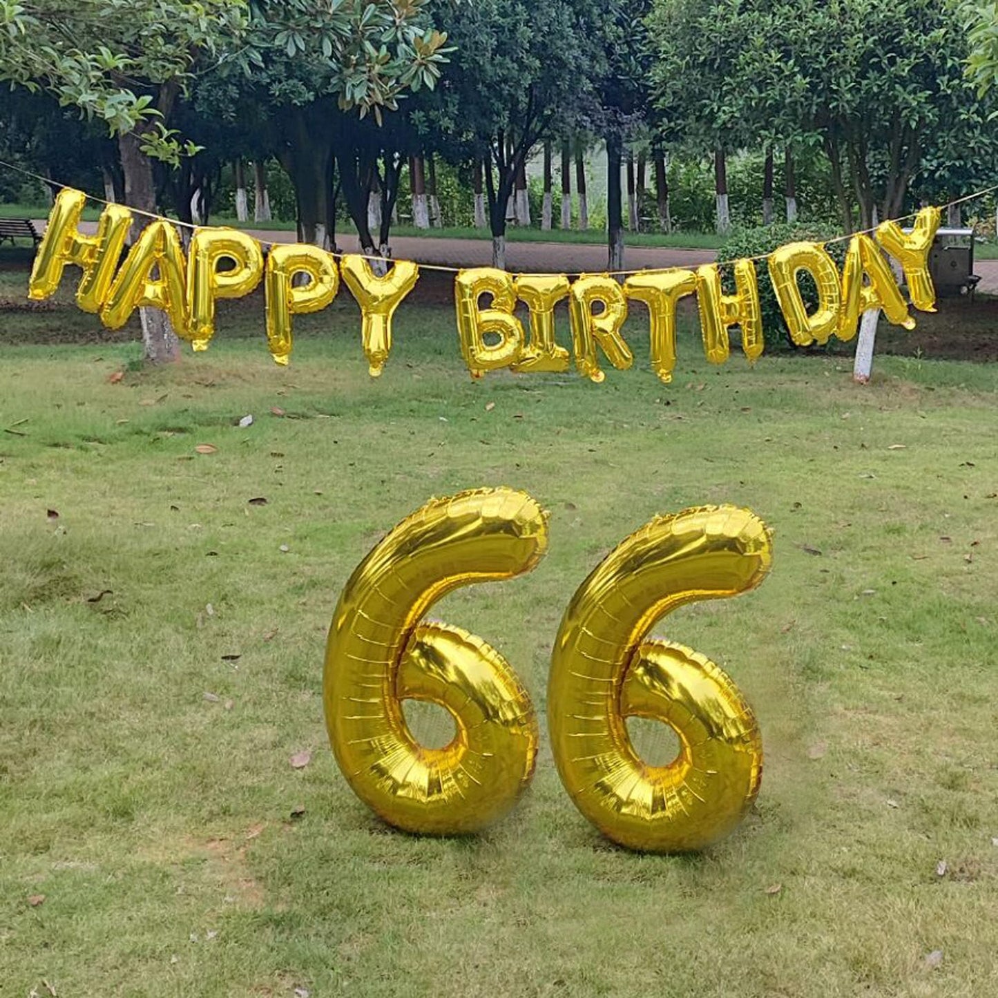 Shuntai 66Th Birthday Decorations For Men Women Gold Jumbo Foil Mylar 66 Number Balloons With Happy Birthday Balloon Letters Ban