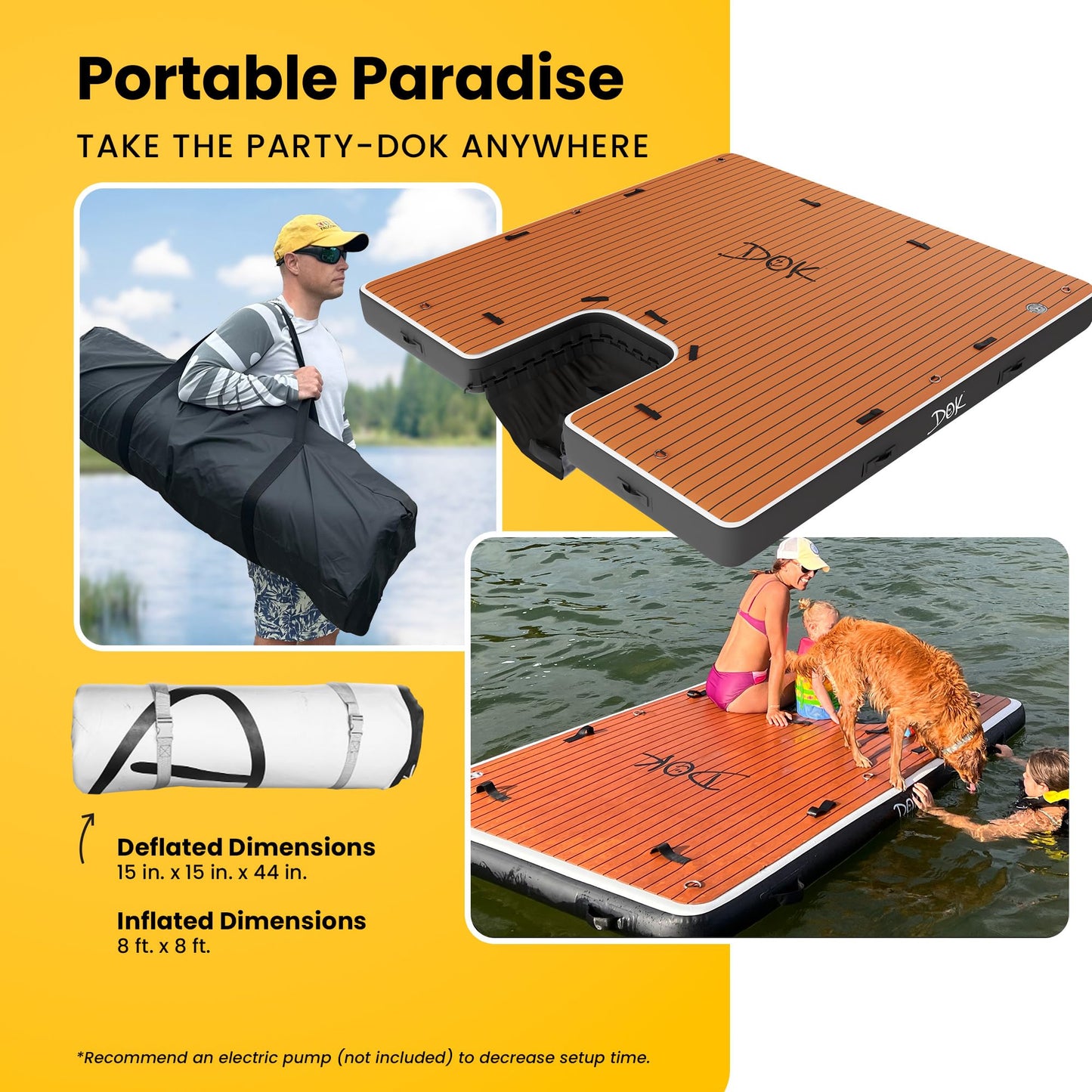 Dok Party-Dok Inflatable Dock Platform: Safe & Easy Water Access; Floating Non-Slip Eva Foam With Water Ramp For Pool, Dock, & L