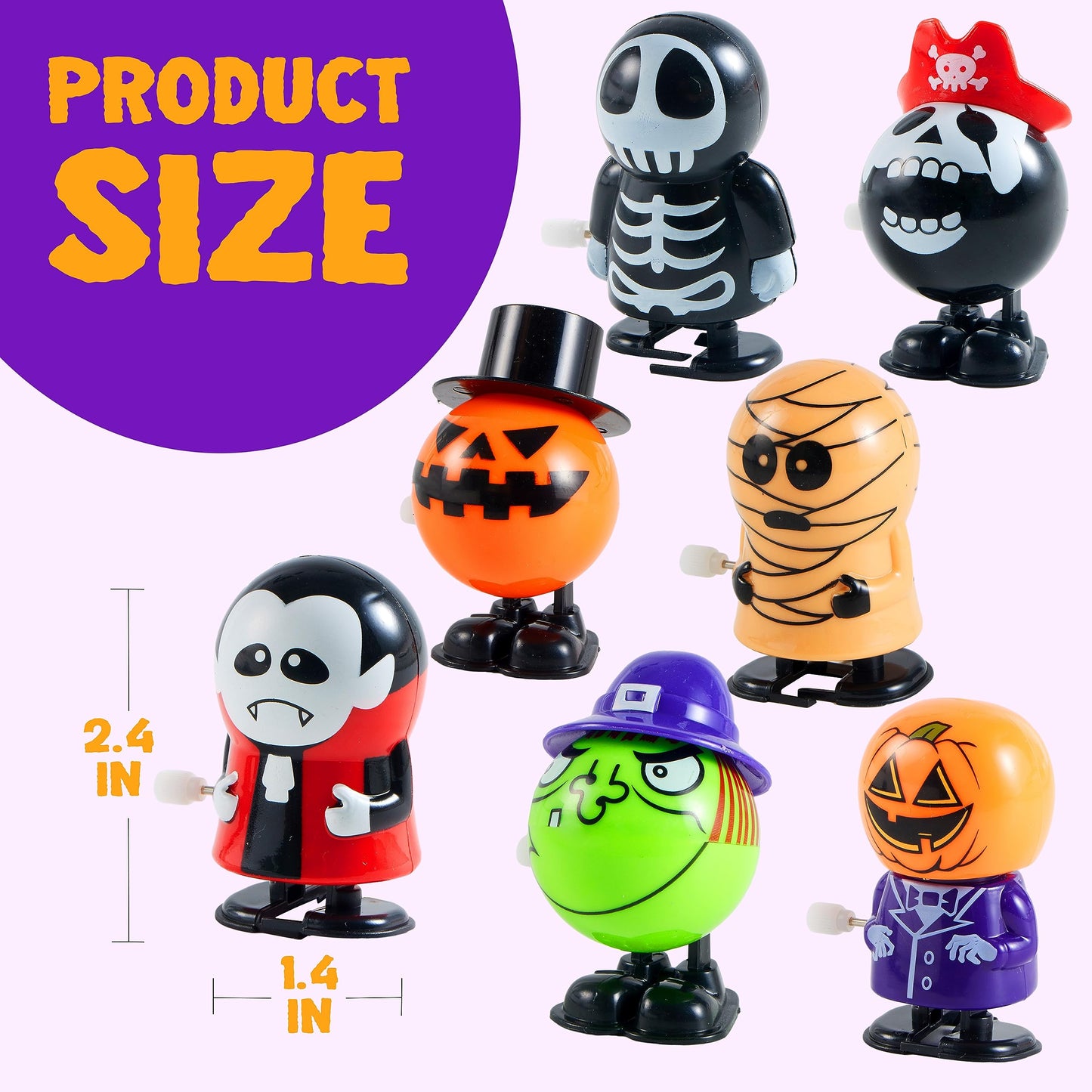 JOYIN 24 PCS Halloween Wind Up Toys for Kids Gifts  Wind Up Toys Bulk for Halloween Party Favors Goodie Bag Fillers  Student School Classroom Favors  Carnival Game Prizes