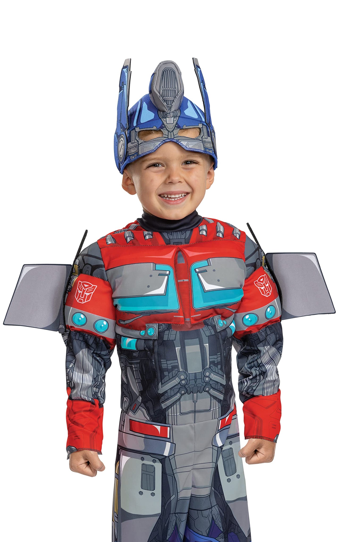 Disguise Optimus Prime Toddler Costume, Official Transformers Rise Of The Beasts Muscle Padded Costume And Mask, Size (3T-4T), Multicolor