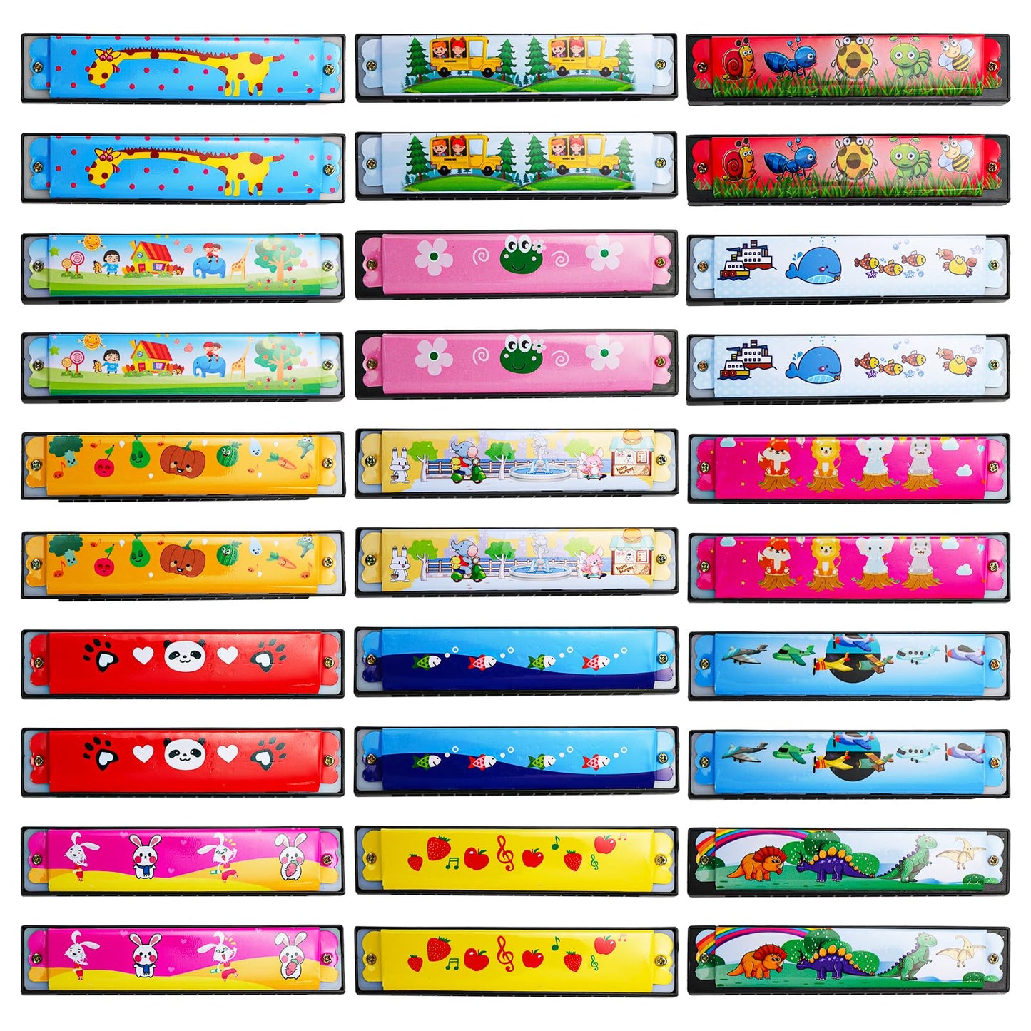 DEAYOU 30 Pcs Harmonica for Kids  Cartoon Harmonica with Double Row of 16 Holes  Musical Instrument Toy for Toddler  Beginners  mature-themed  Goodie Bags  Party Favors  Birthday  Gifts  15 Styles
