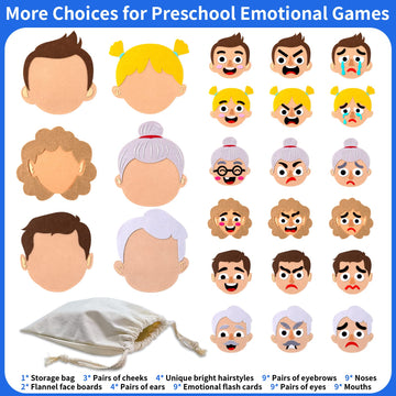 Craftstory 116 Pcs Social-Emotional Learning Activities - 6 Family Feelings Board Games for Kids, Autism Sensory Toy, Age 3+
