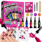Tomons Kids Nail Polish Set for Girls, Nail Art Kit with Pens,Glitter,Stickers-Quick Dry& Non-Toxic Nail Polish, Ideal Birthday 