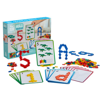 PLUS PLUS Construction Building Toy - 400 Interlocking Mini Puzzle Blocks & 40 Flash Cards - STEM/STEAM Learning for Kids