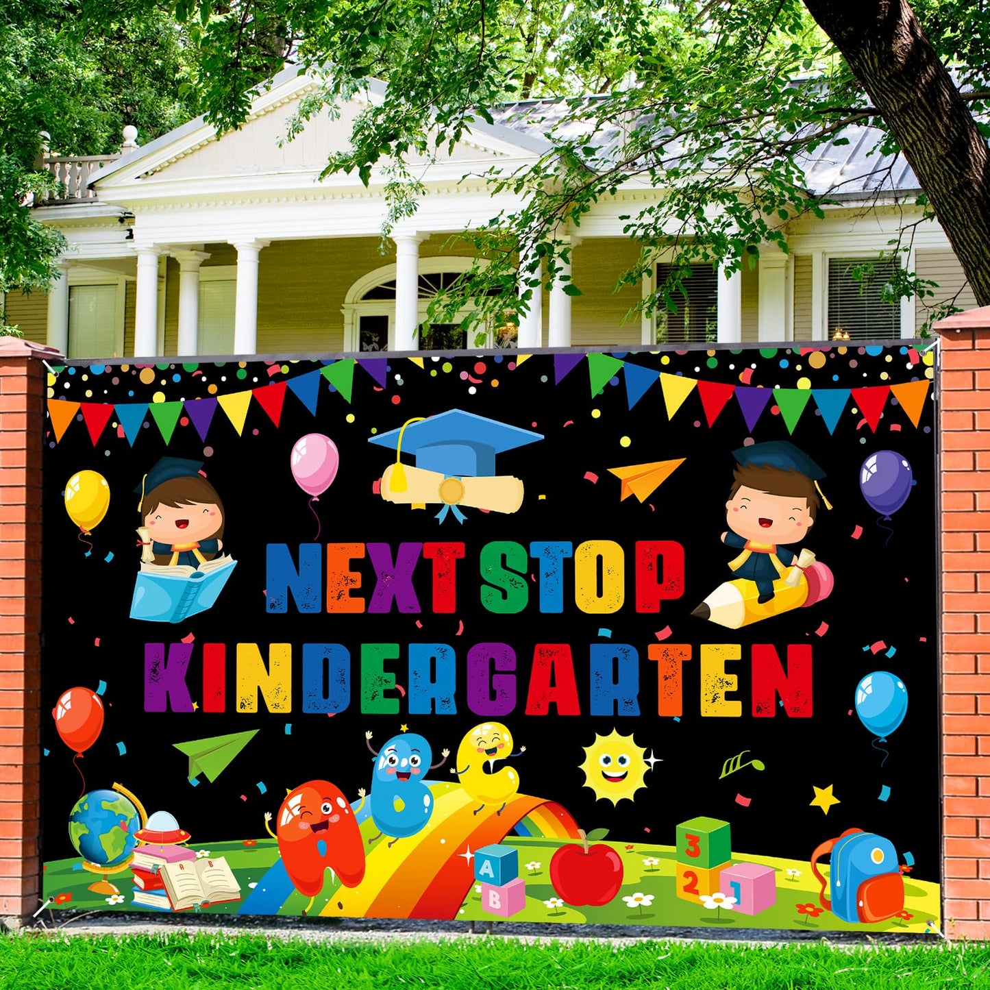 Preschool Graduation Decorations Banner Next Stop Kindergarten Banner Preschool Graduation Backdrop Kindergarten Backdrop Pre-K
