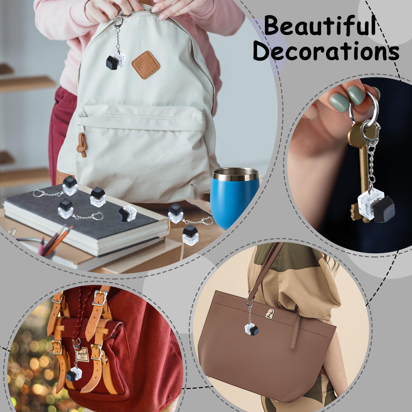 6 Pack Keyboard Fidget Toy  Keyboard Fidget Keychain Keyboard Decompression Button Finger Clicker Toys  Button Stress Relief Fidget Gifts for mature-themed to Relief Stress (Black)