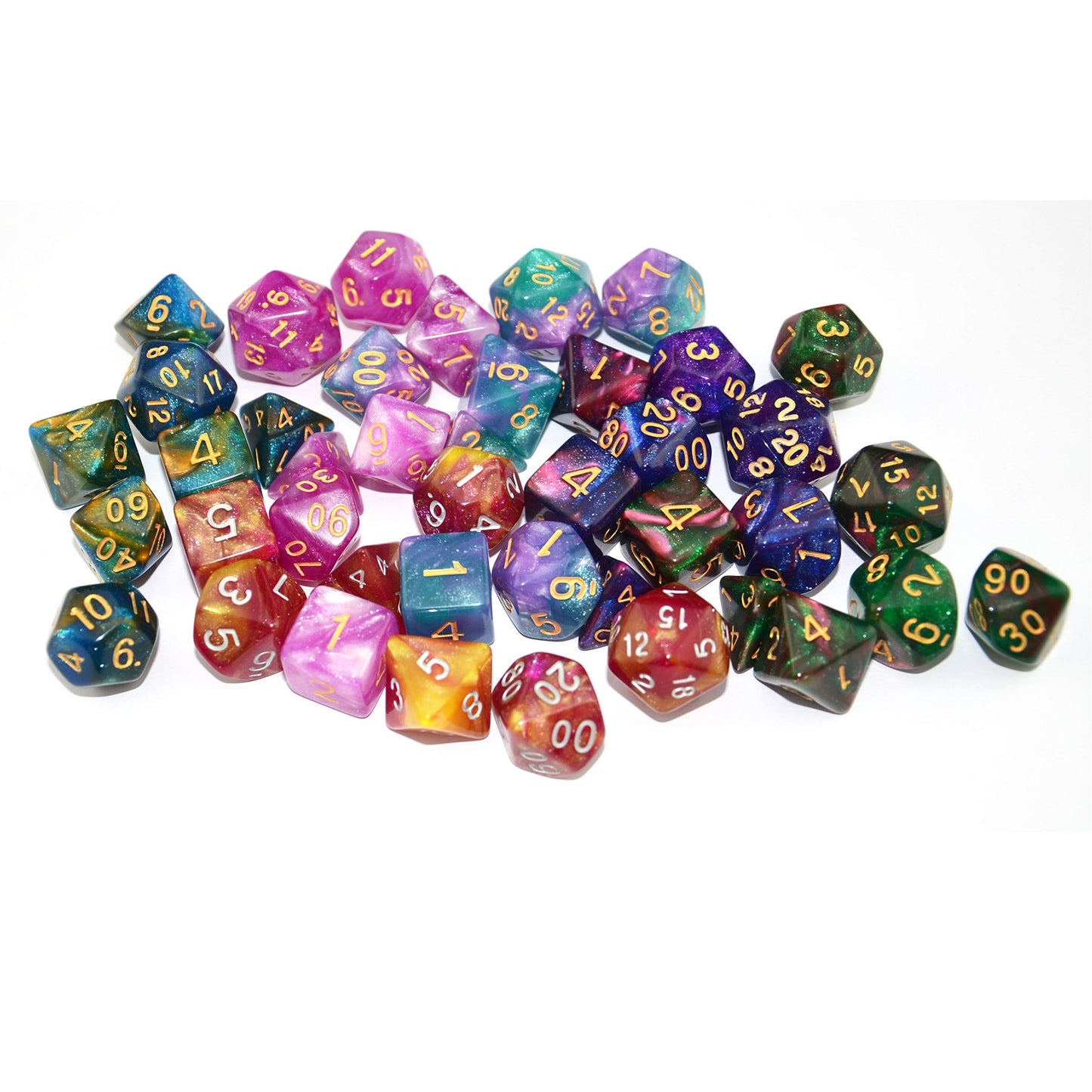 SmartDealsPro 6 x 7 Sets (42 pcs) Glitter Polyhedral Dice Sets with Pouches for DND RPG MTG Dungeon and Dragons Table Board Roll