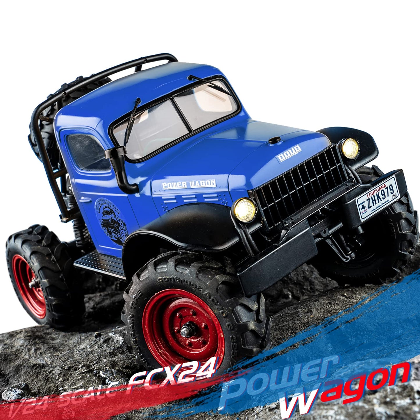EAZYRC x FMS FCX 1/24 RC Semi Truck RTR, 4x4 RC Crawler for Sandland Desert Dirt Road for Men Boys with Battery, LED Light,Trans