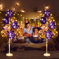 Wettarn 2 Sets Valentine Mardi Gras Floor Balloon Column Stand Kit With Led Lights 40 Pcs Balloons, Column Holder Centerpieces Tower For Baby Shower Birthday Wedding Party(Purple)
