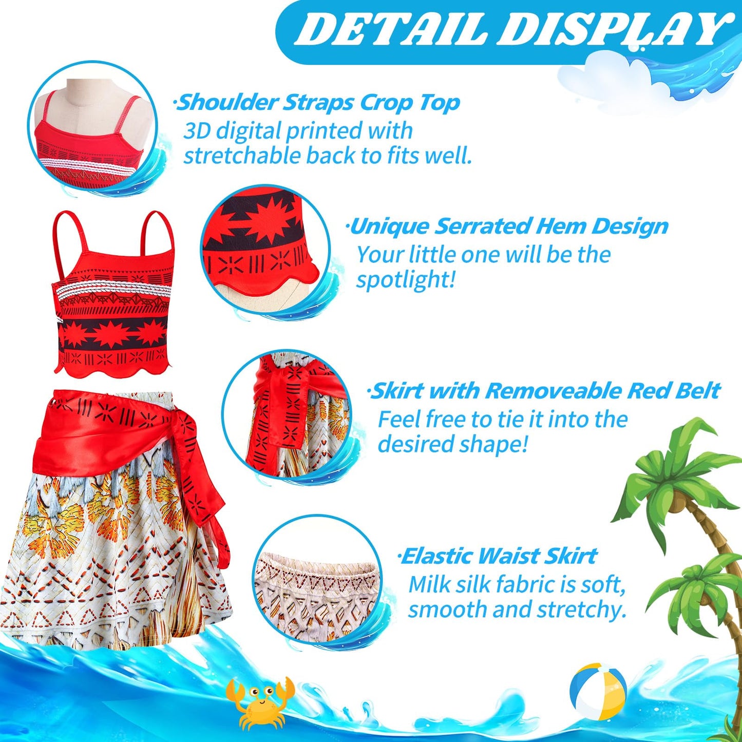 Amzmanch Girls Princess Costume Skirt Sets Adventure Outfit Toddler Kids Birthday Party Halloween Dress Up Size 6/5-6 Years