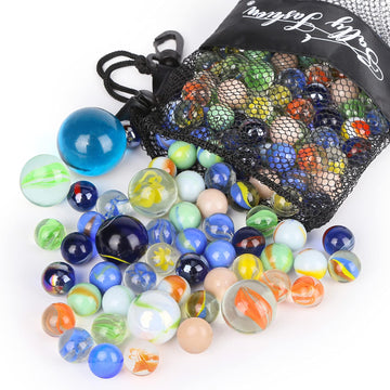 Sallyfashion 66 Pcs Glass Marbles, 3 Sizes Assorted Colors Round Marbles Toy, Variety Of Patterns Marbles Bulk For Kids Marble Games, Diy And Home Decoration