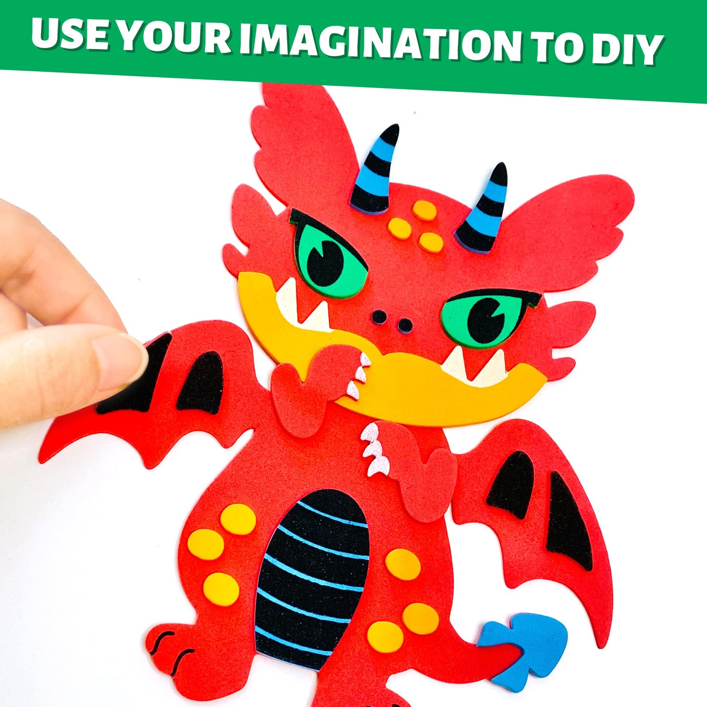 Vkpi 4 Pieces Eva Foam Art Crafts Gift Kit, Creative Make Your Own Dragon, Cartoon Foam Paper Craft Projects For Kids Ages 4+ To