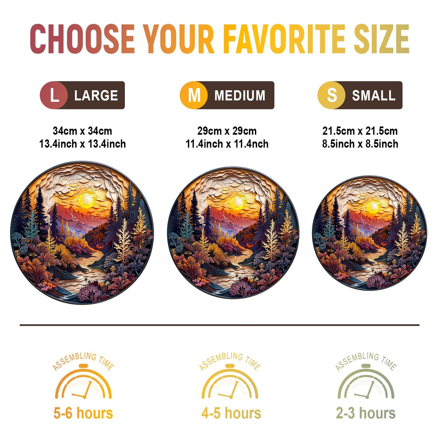 Wooden Puzzles for mature-themeds - Unique Shaped Wooden Jigsaw Puzzles mature-themed Puzzles  Christmas Creative Gifts for mature-themeds Kids  3D Sunset Forest Wooden Puzzle 8.5 * 8.5in 100pcs