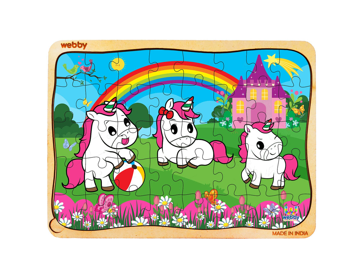 Webby Unicorn Wooden Jigsaw Puzzle, 40Pcs  Kids